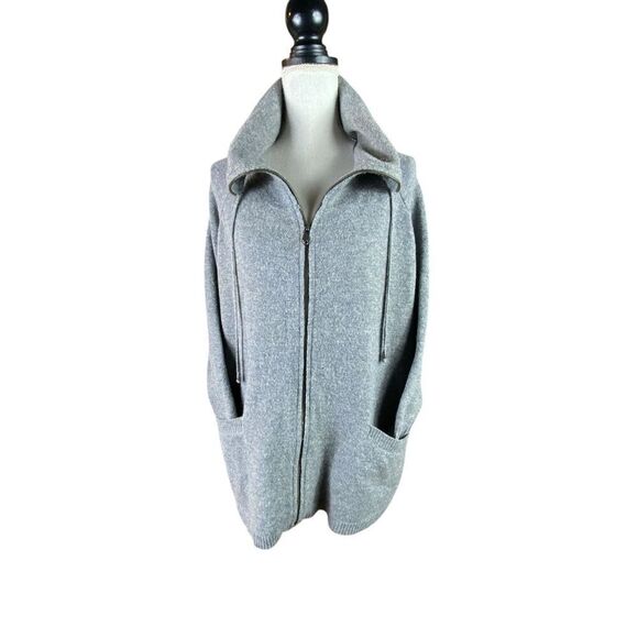 Ellen Tracy Womens Gray Wool Zip-Up Cadigan Sweater Size Small - Picture 1 of 4
